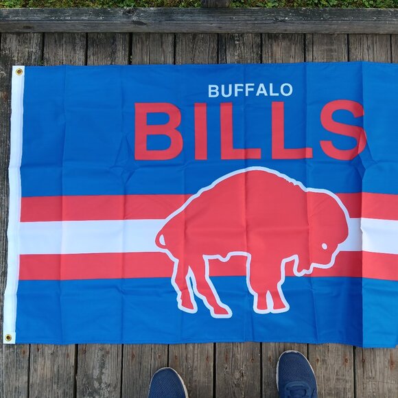 NEW Buffalo Bills Double Sided Blanket Thick Retro Design NFL 3x5 foot Flag - Picture 3 of 3